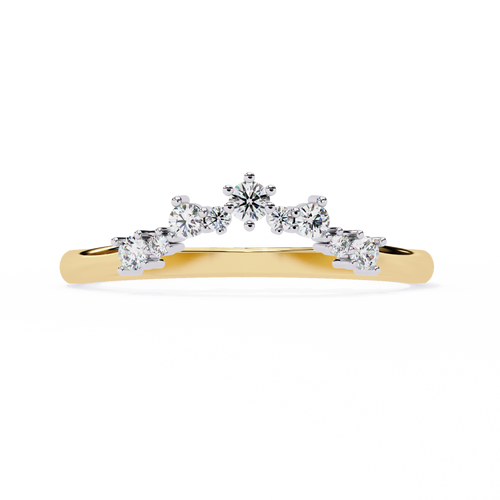 Gold ring with diamond accents on a white background