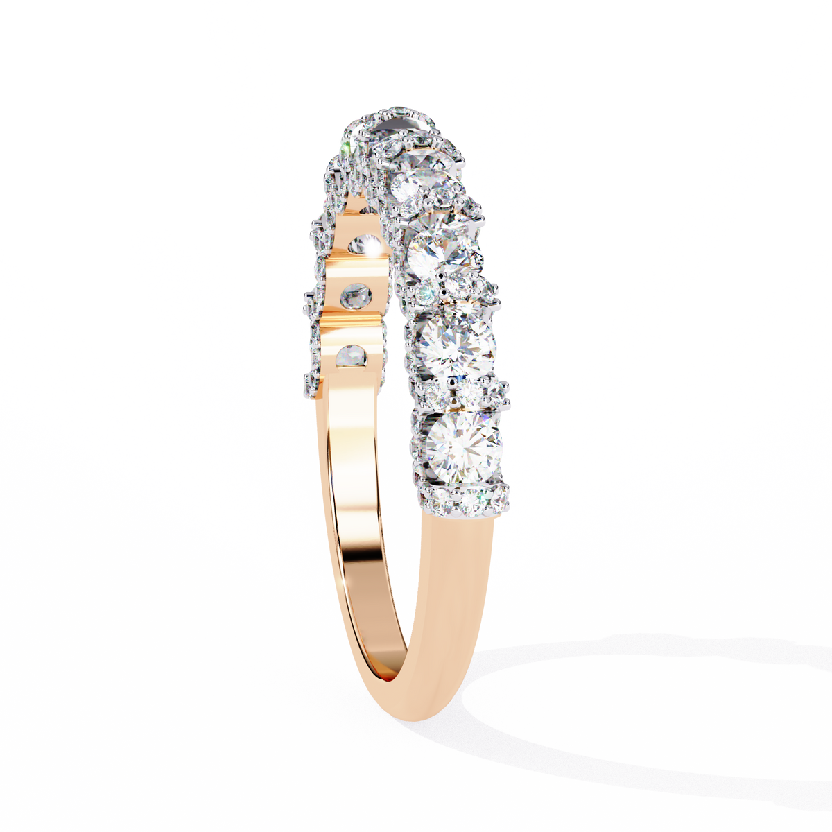 Two gold rings with diamond accents on a white background