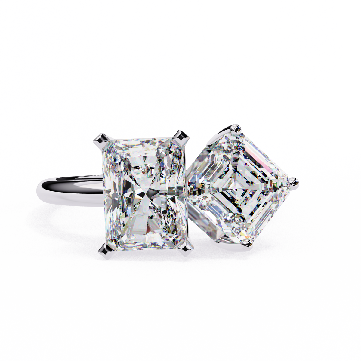 Pair of diamond stud earrings on a white background