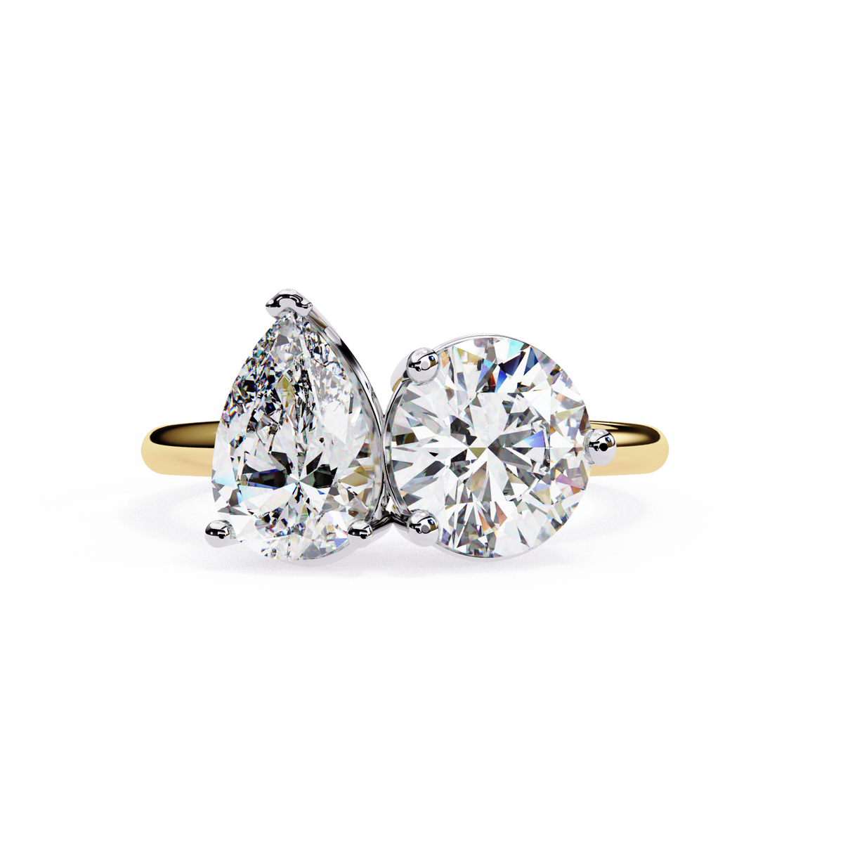 Two diamond rings on a white background