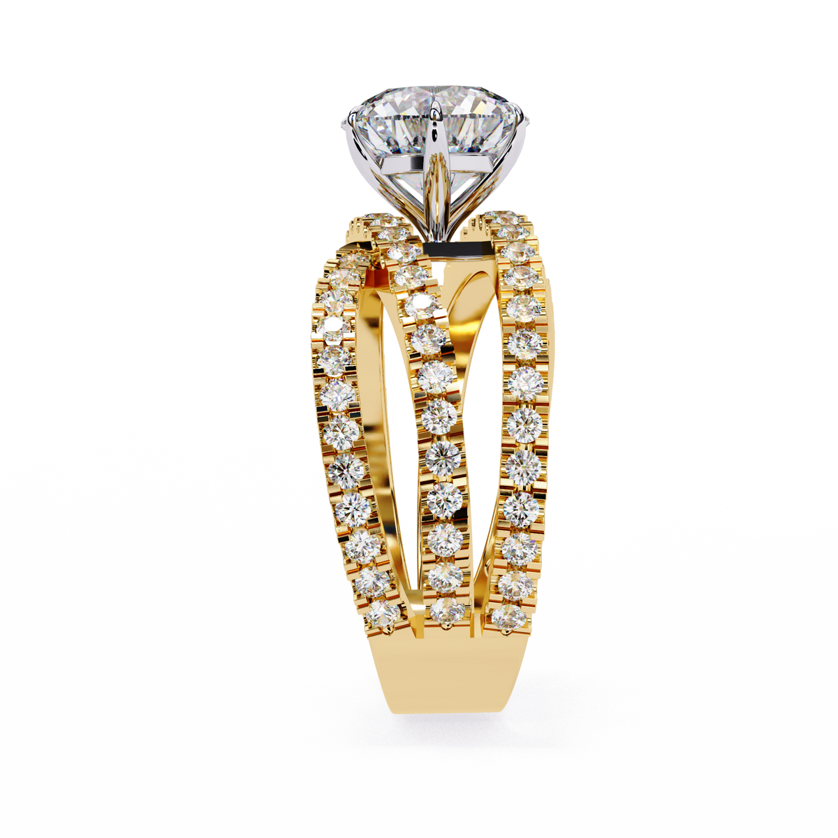 Round Lab Grown Diamond Crossover Bypass Statement Ring