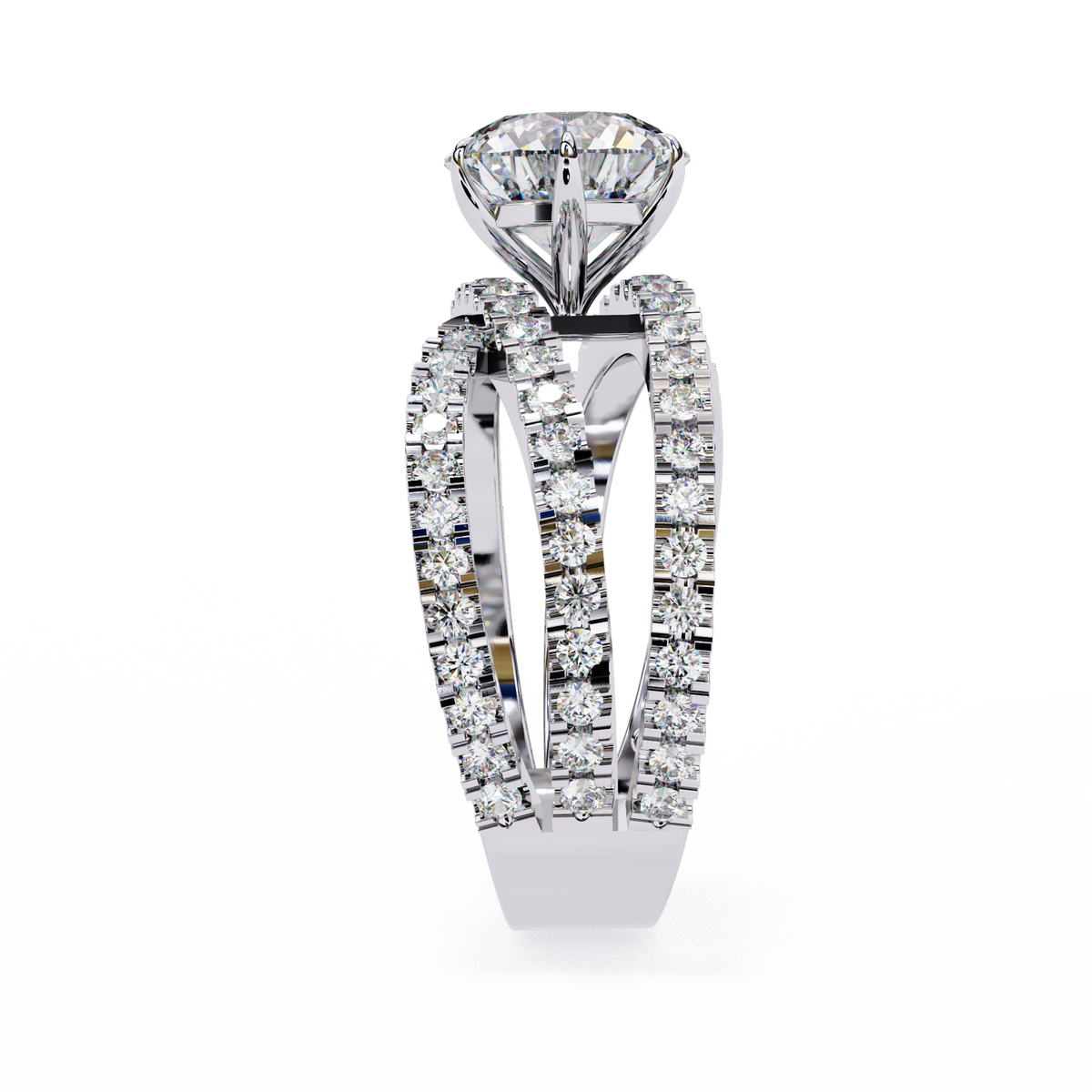 Round Lab Grown Diamond Crossover Bypass Statement Ring