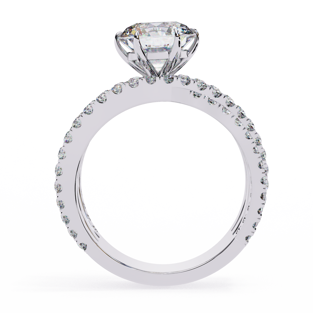 Round Lab Grown Diamond Crossover Bypass Statement Ring