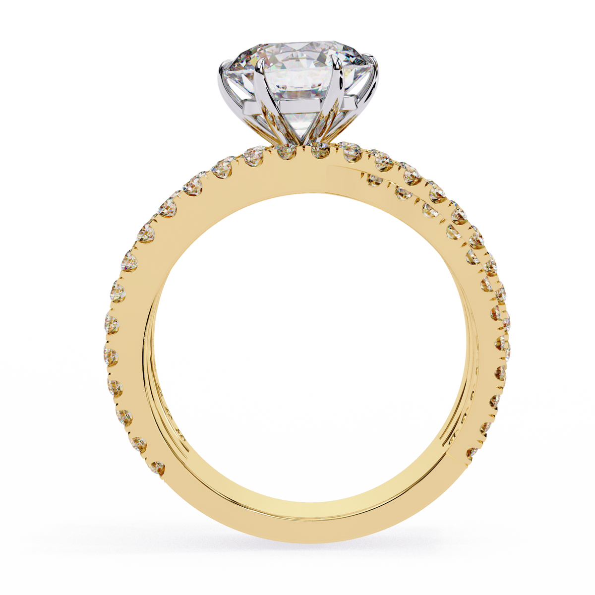 Round Lab Grown Diamond Crossover Bypass Statement Ring