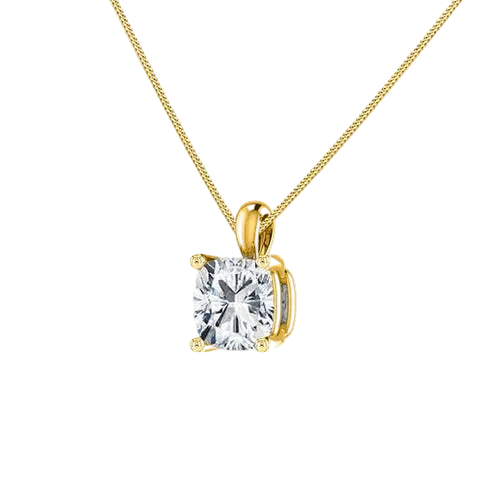 Cushion Cut Lab Diamond 4 Claw Drop Pendant