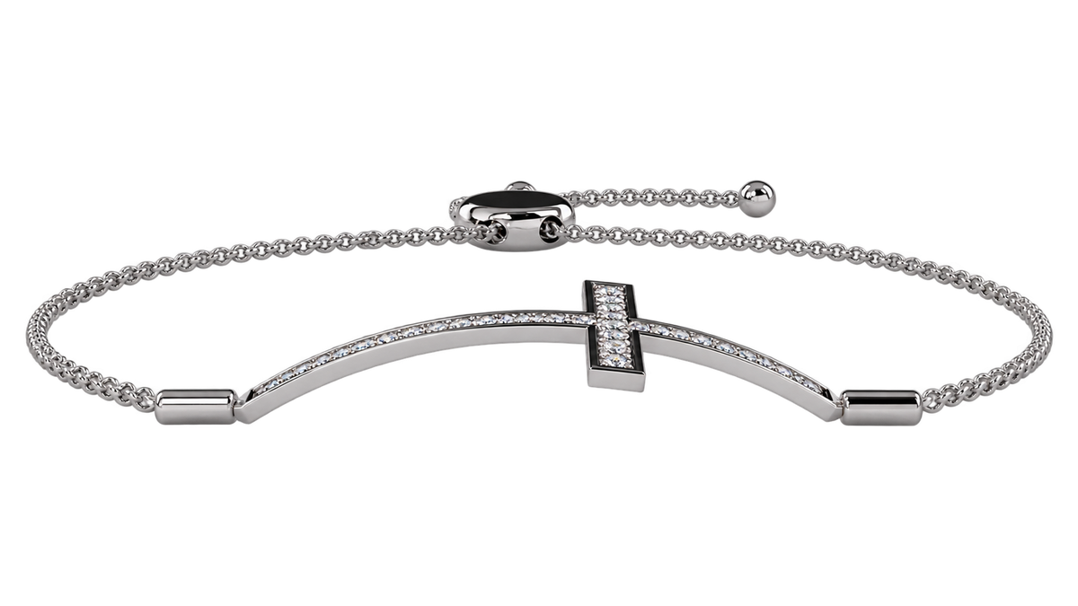 Round Lab Grown Diamond Curved Cross Bracelet 0.33 CT