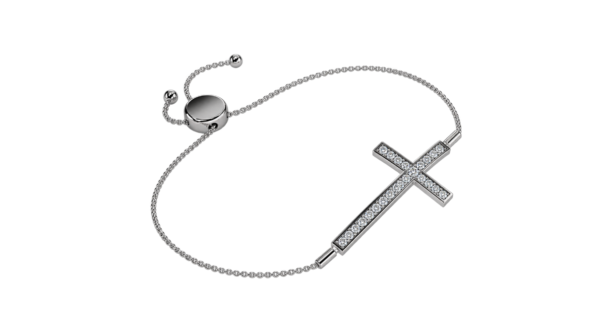 Round Lab Grown Diamond Curved Cross Bracelet 0.33 CT