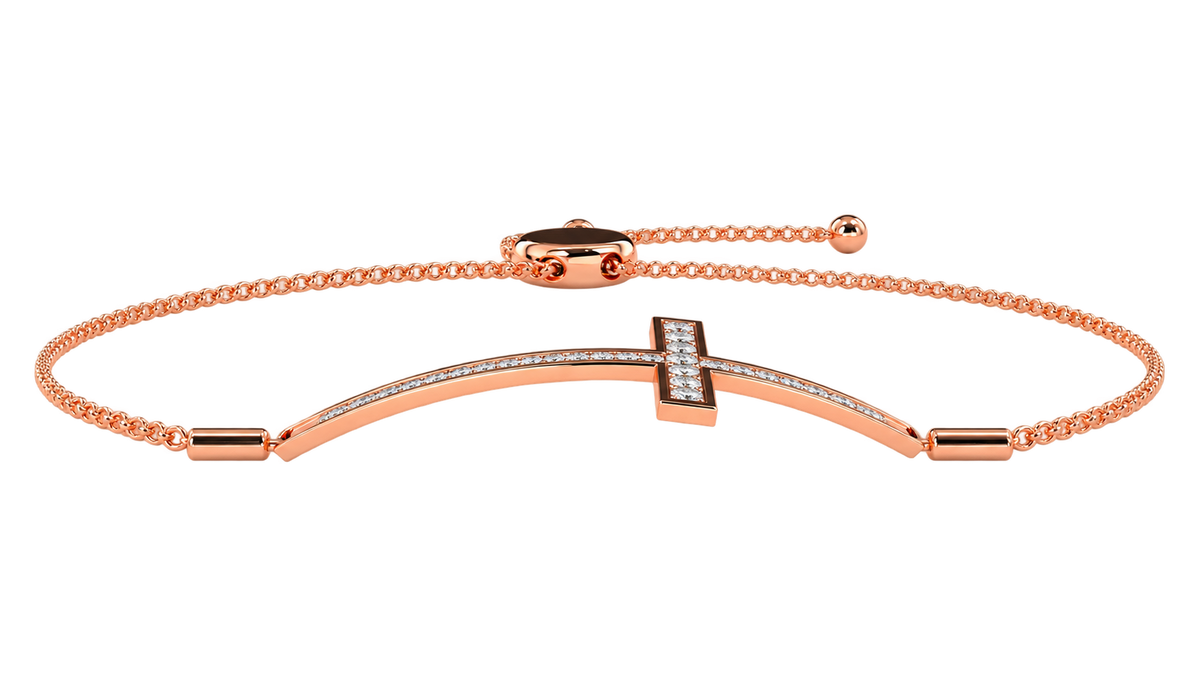 Round Lab Grown Diamond Curved Cross Bracelet 0.33 CT