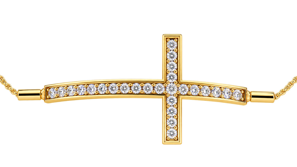Round Lab Grown Diamond Curved Cross Bracelet 0.33 CT