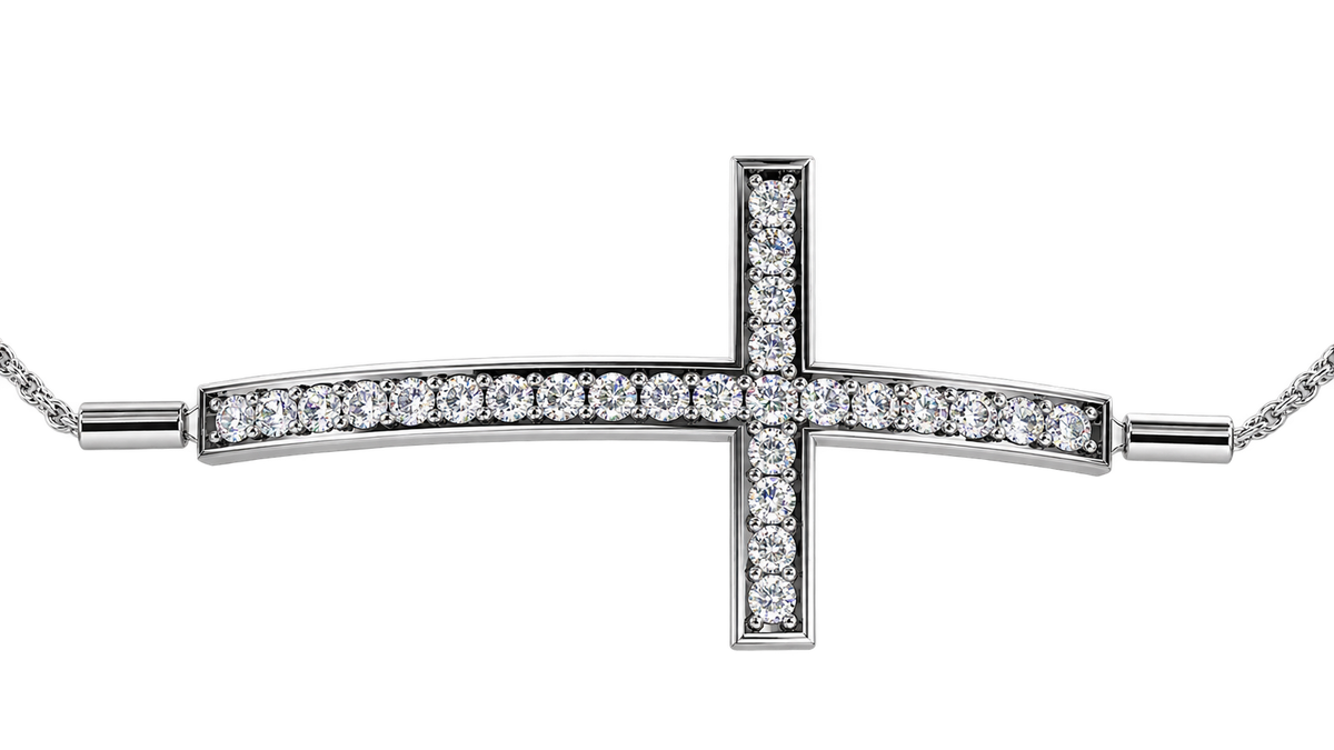 Round Lab Grown Diamond Curved Cross Bracelet 0.33 CT
