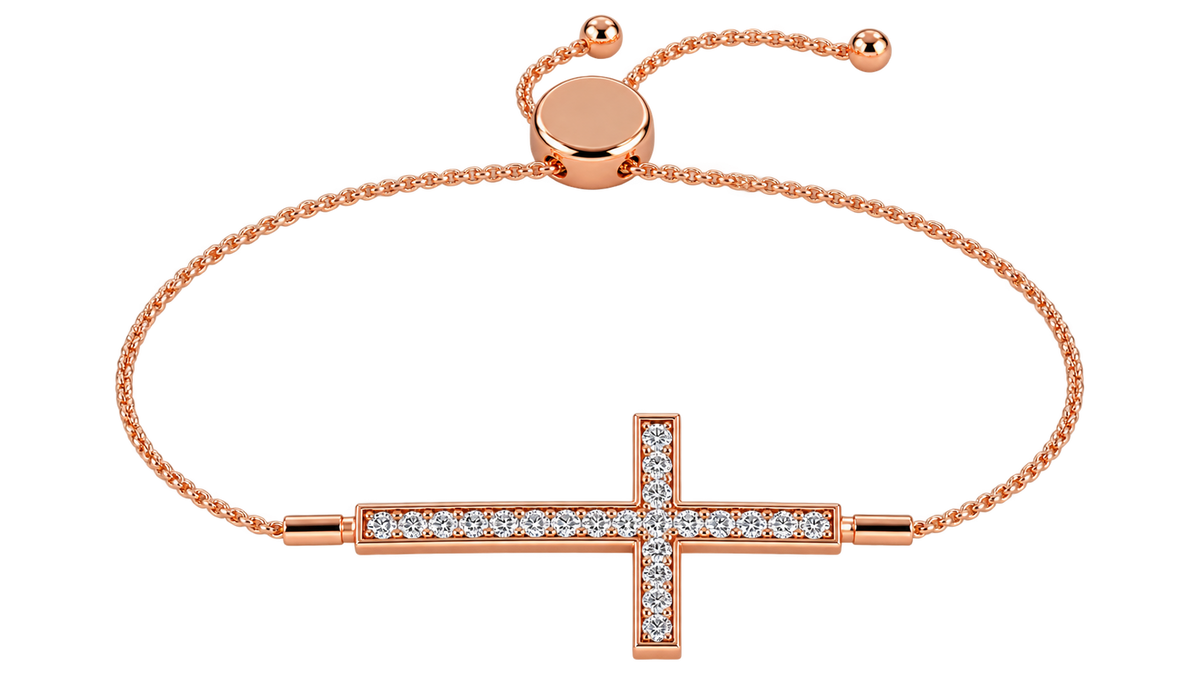 Round Lab Grown Diamond Curved Cross Bracelet 0.33 CT