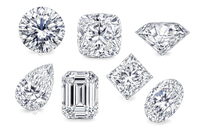 Collection of various cut diamonds on a white background