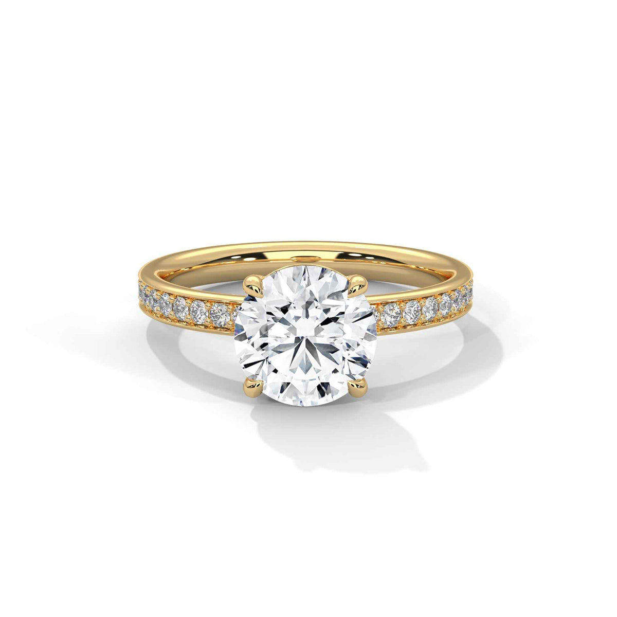 Round Cut Engagement Ring with Hidden Halo and Pavé Diamond