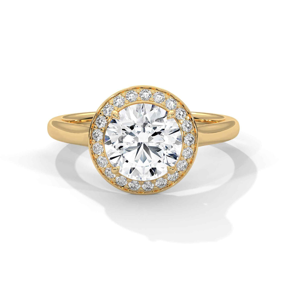Round Cut Cathedral Floating Halo Engagement Ring
