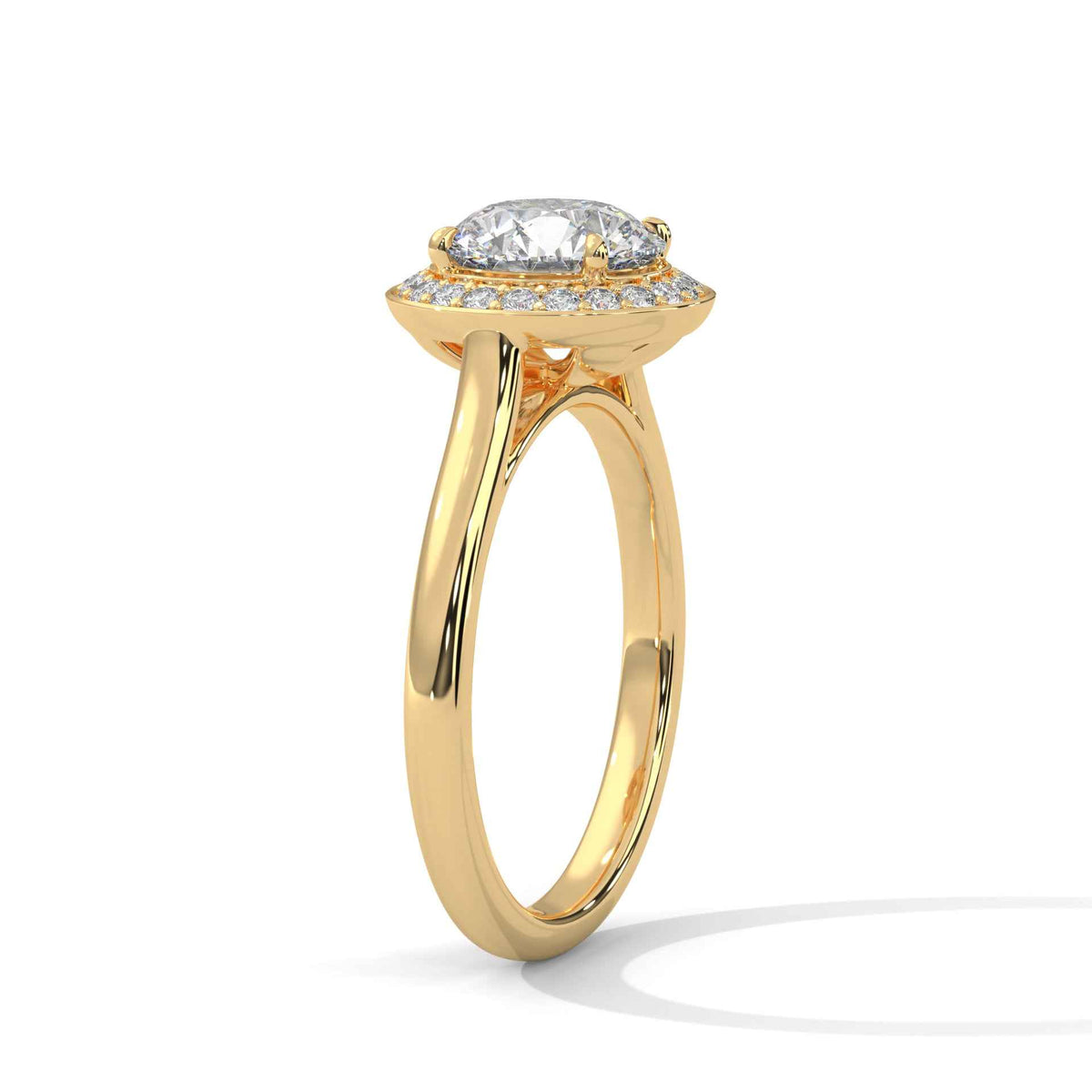 Round Cut Cathedral Floating Halo Engagement Ring
