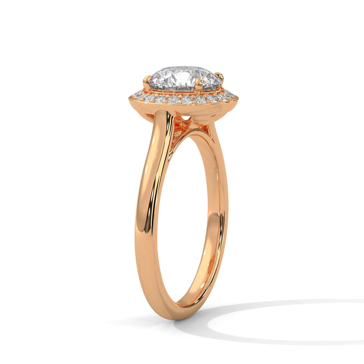 Round Cut Cathedral Floating Halo Engagement Ring