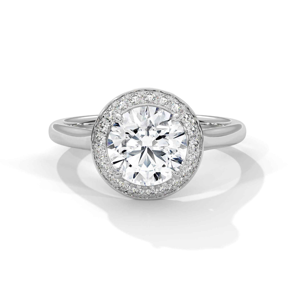 Round Cut Cathedral Floating Halo Engagement Ring