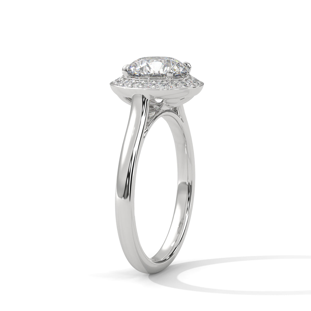 Silver ring with a diamond on a white background