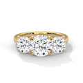 Three-Stone Round Cut Diamond Engagement Ring with Cathedral
