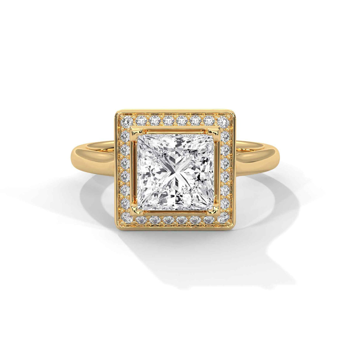 Princess Cut Lab Grown Diamond Halo Engagement Ring