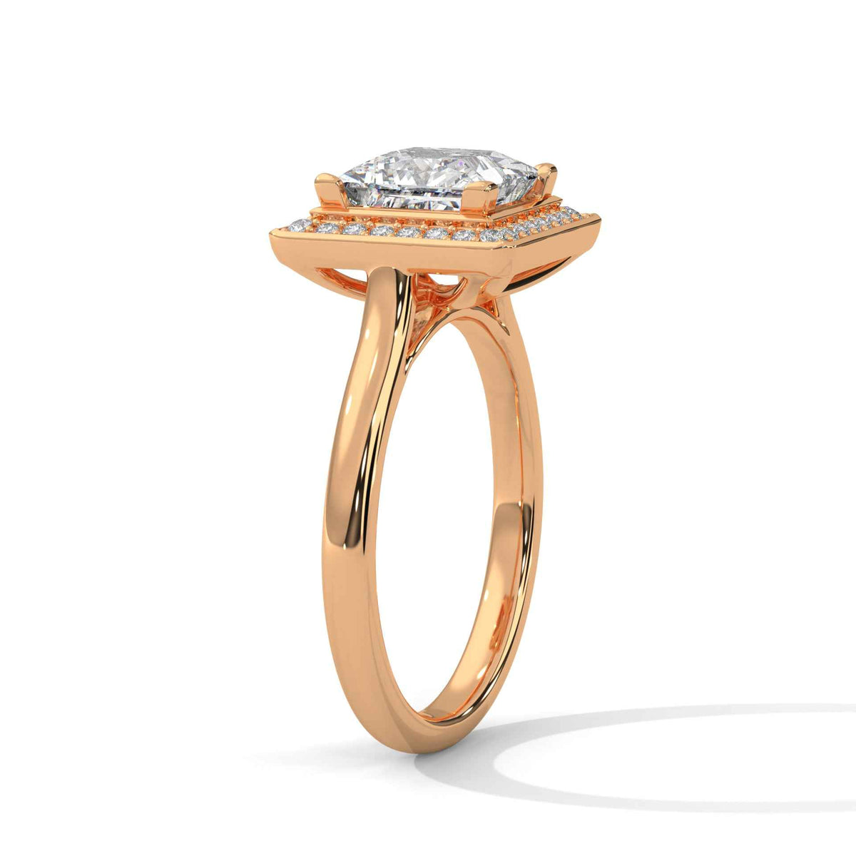 Princess Cut Lab Grown Diamond Halo Engagement Ring