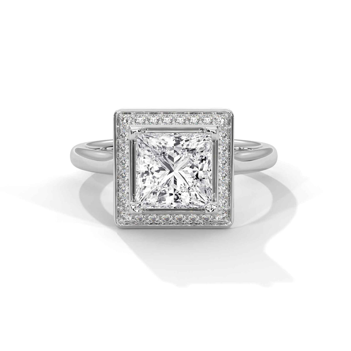 Princess Cut Lab Grown Diamond Halo Engagement Ring