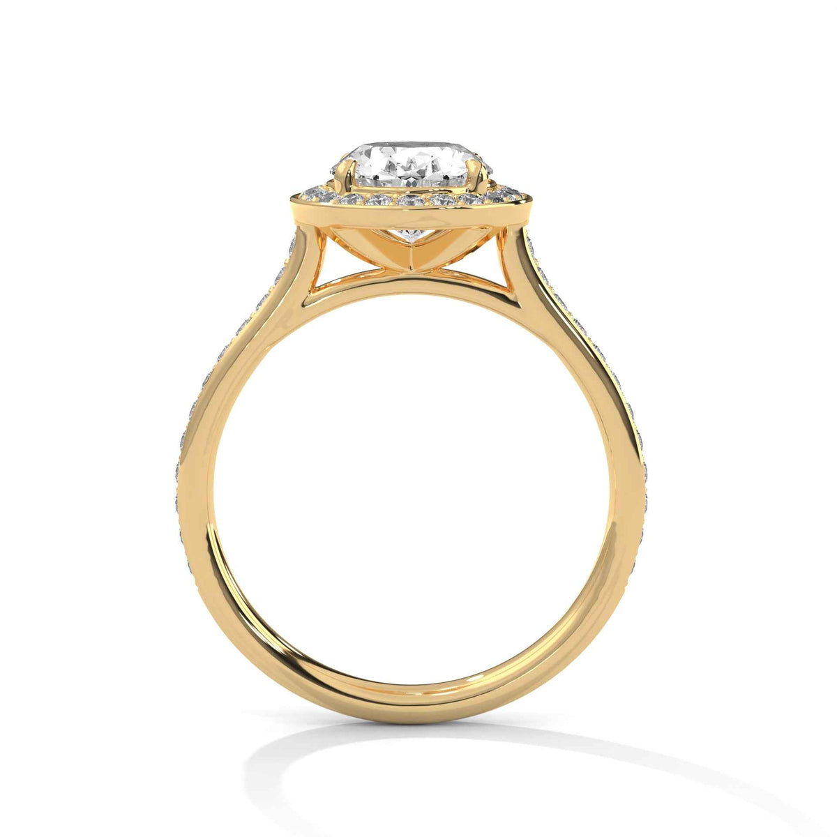 Oval Cut Diamond Halo Engagement Ring with Sparkling Pavé Band
