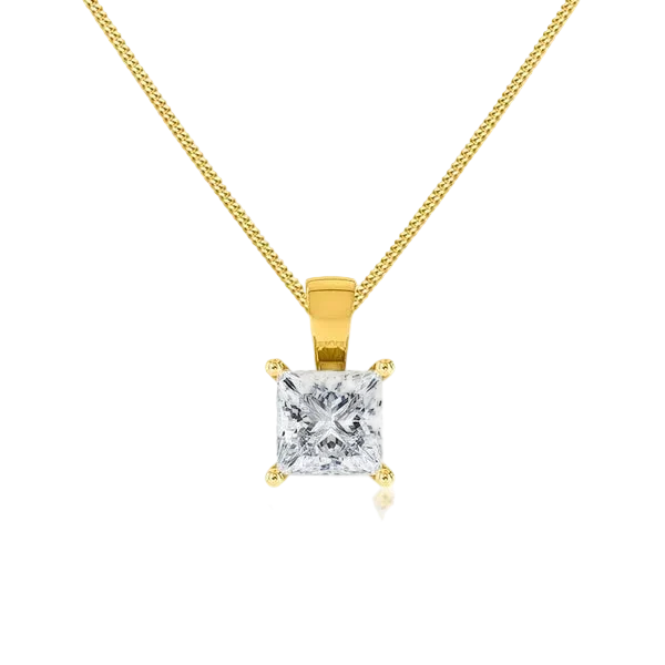 Princess Lab Diamond 4 Claw Drop Pendant