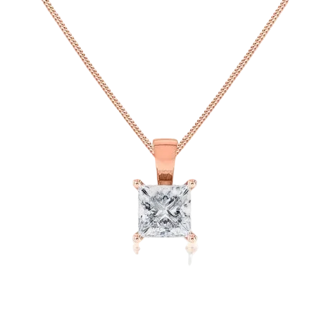 Princess Lab Diamond 4 Claw Drop Pendant