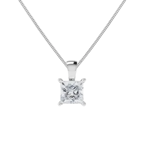Princess Lab Diamond 4 Claw Drop Pendant