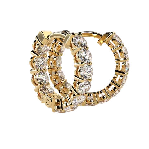 Round 2.22 CT Lab Grown Diamond Hoop Earrings