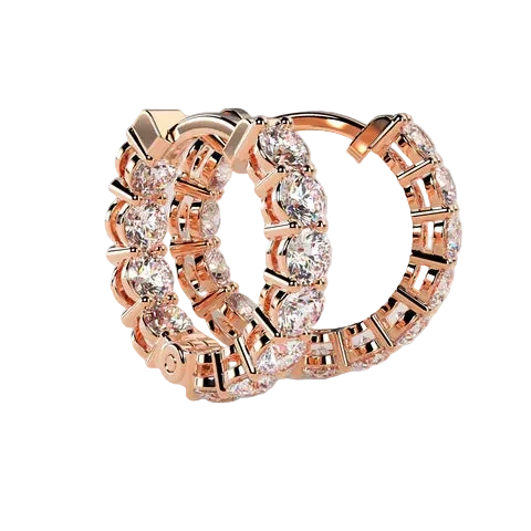 Round 2.22 CT Lab Grown Diamond Hoop Earrings