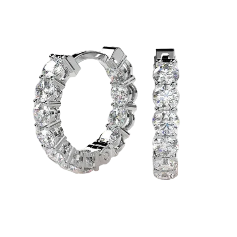 Round 2.22 CT Lab Grown Diamond Hoop Earrings