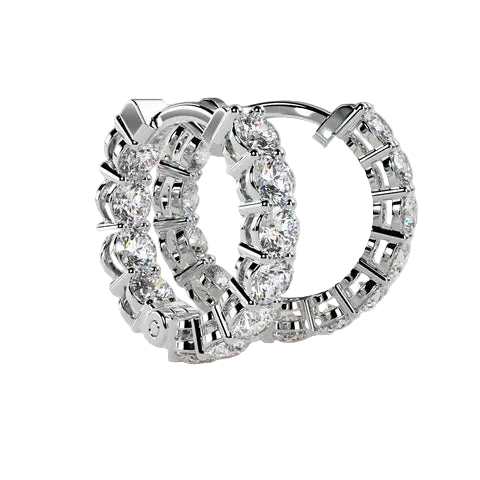 Round 2.22 CT Lab Grown Diamond Hoop Earrings