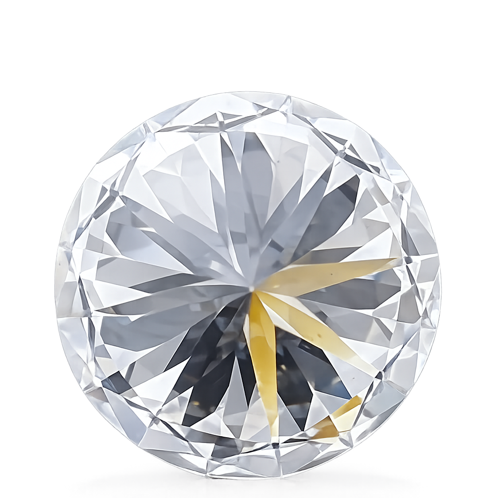 A round brilliant-cut clear gemstone with a faceted starburst pattern, shown on a plain white background.