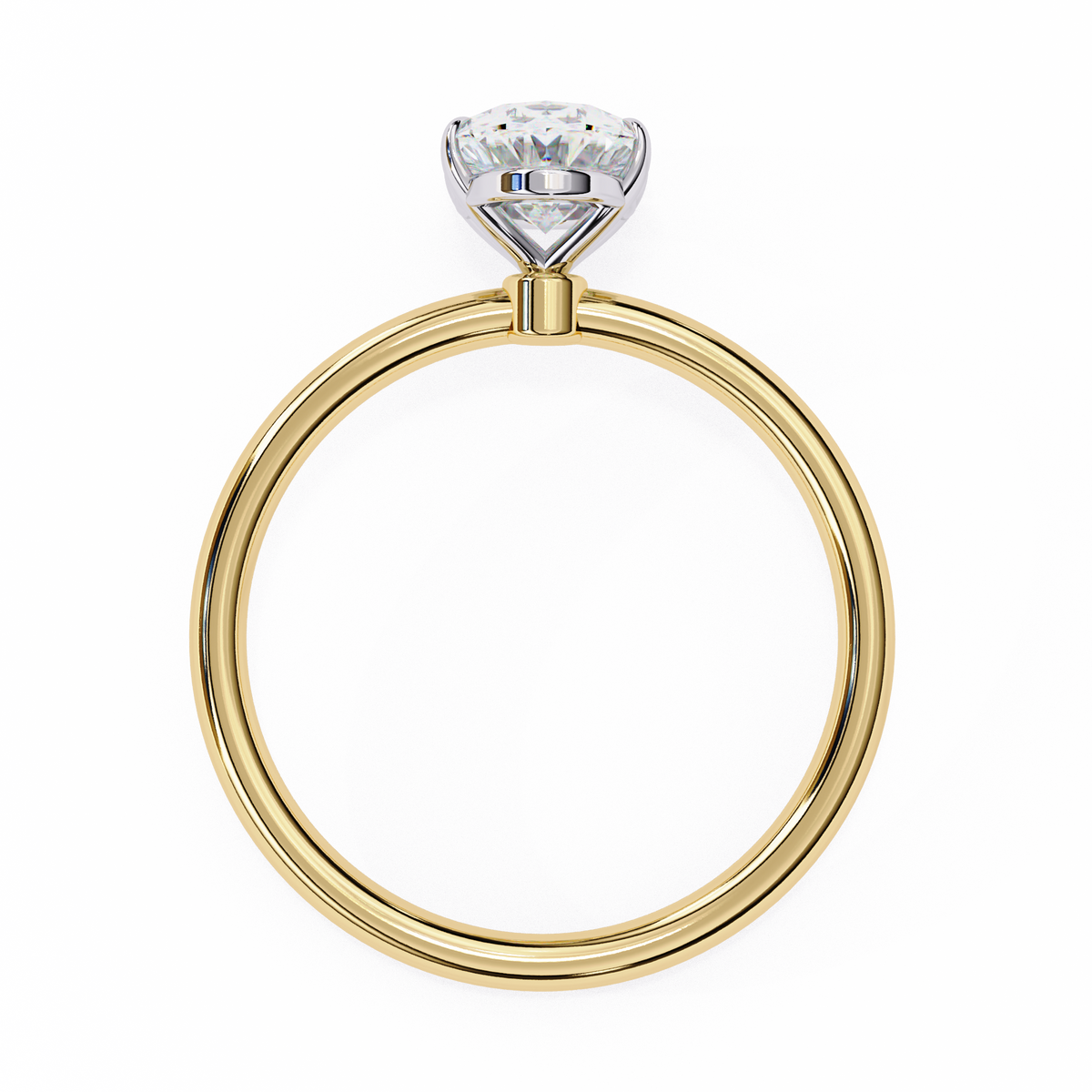 Gold ring with a diamond on a white background