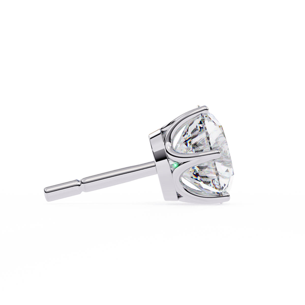 Diamond stud earring on a white background