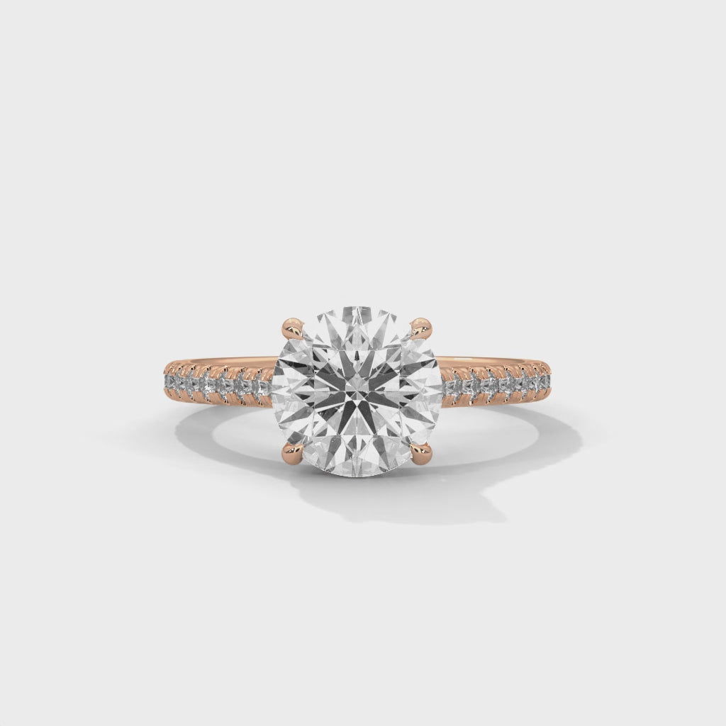 Round Brilliant Pavé Cathedral Solitaire Engagement Ring