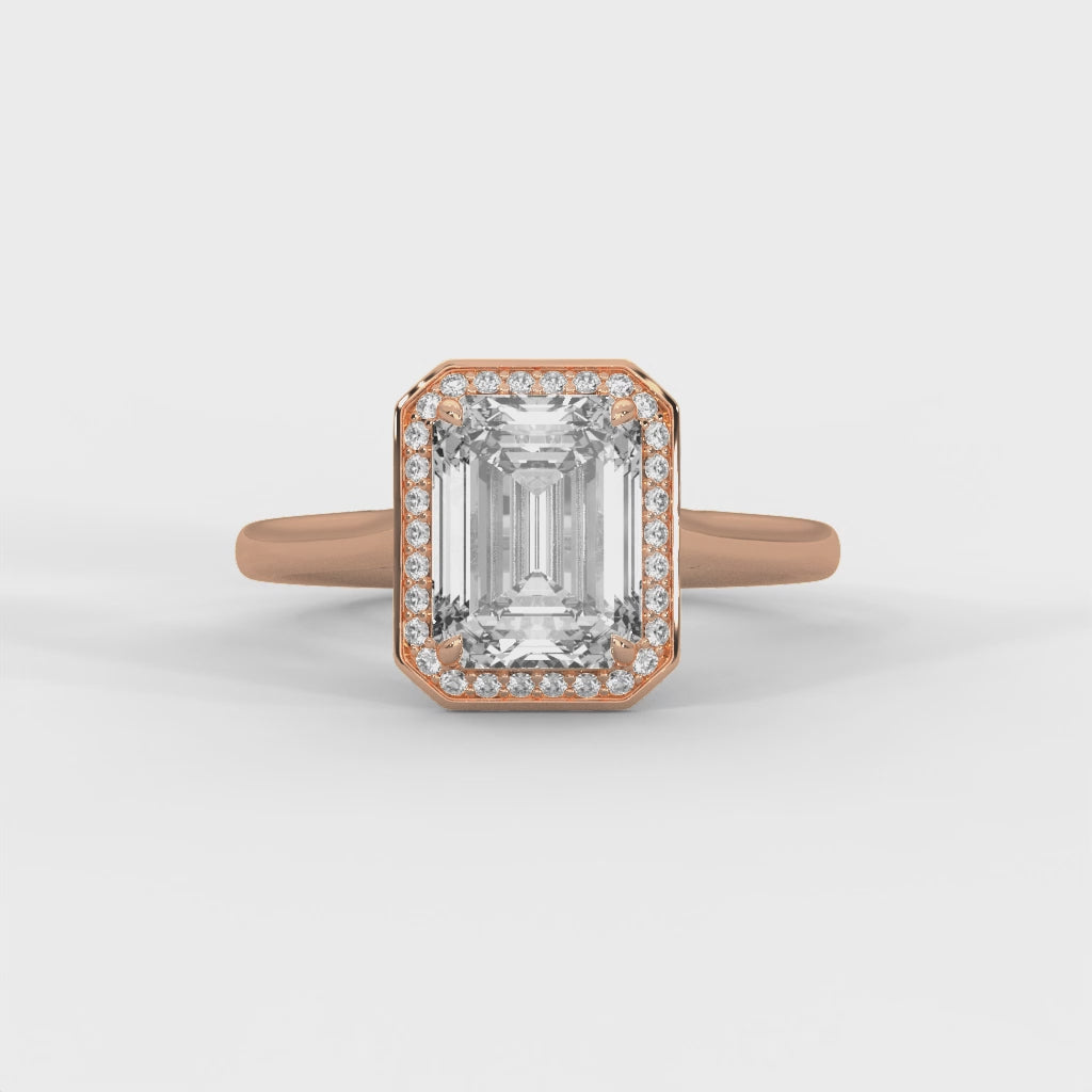 Emerald Cut Halo Engagement Ring