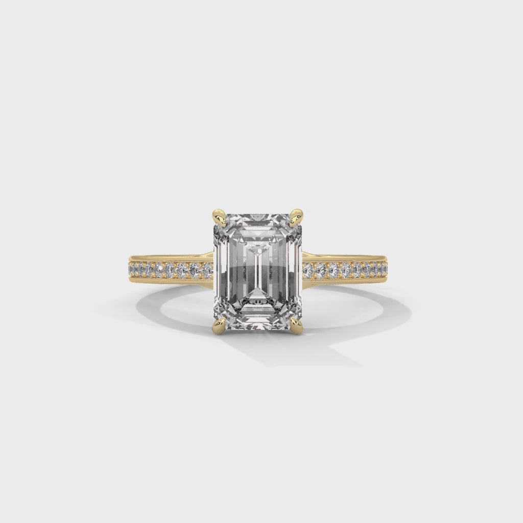 Radiant Cut Pavé Solitaire Engagement Ring