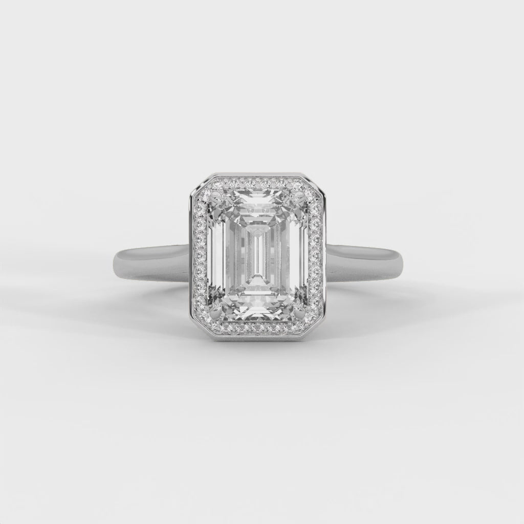 Emerald Cut Halo Engagement Ring