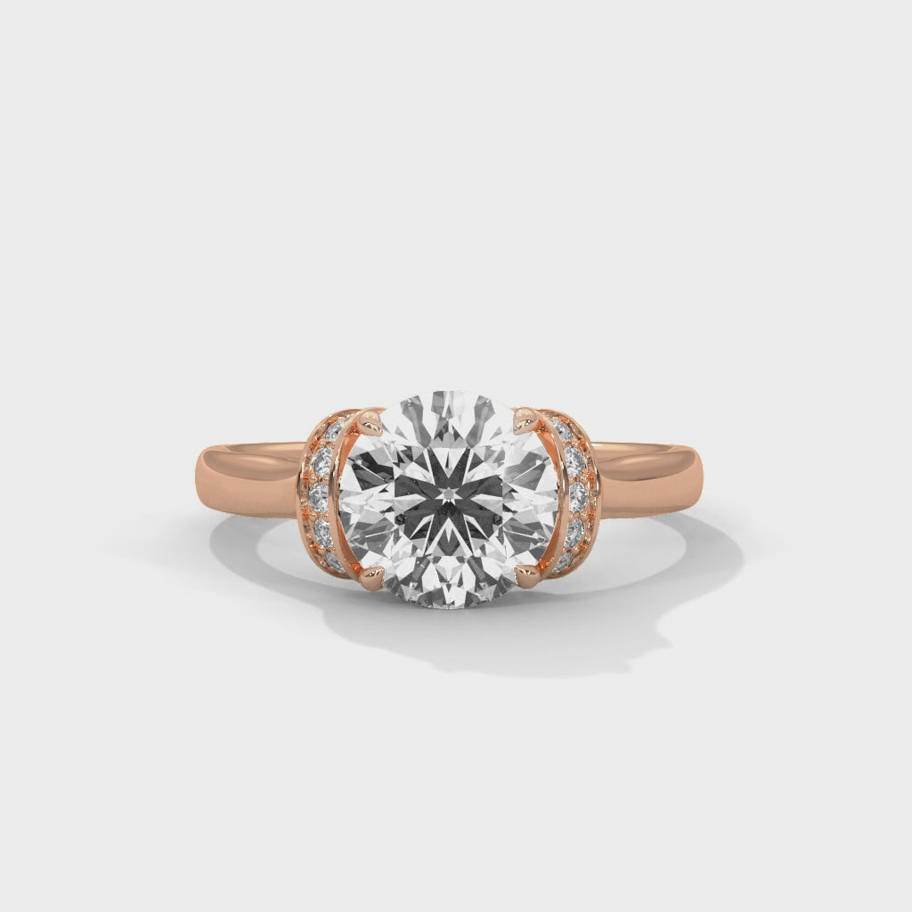 Round Solitaire with Hidden Halo Engagement Ring