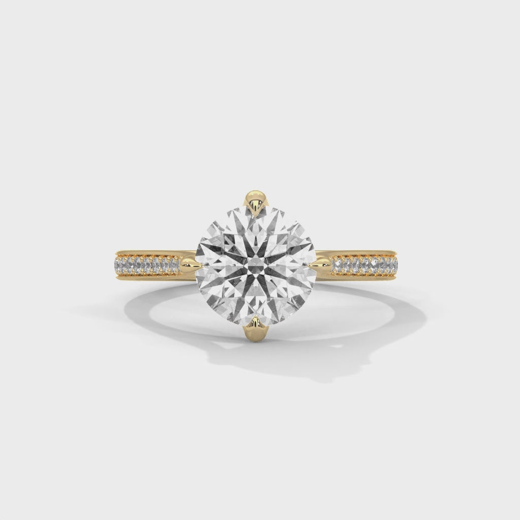 Round Brilliant Pavé Cathedral Solitaire Engagement Ring