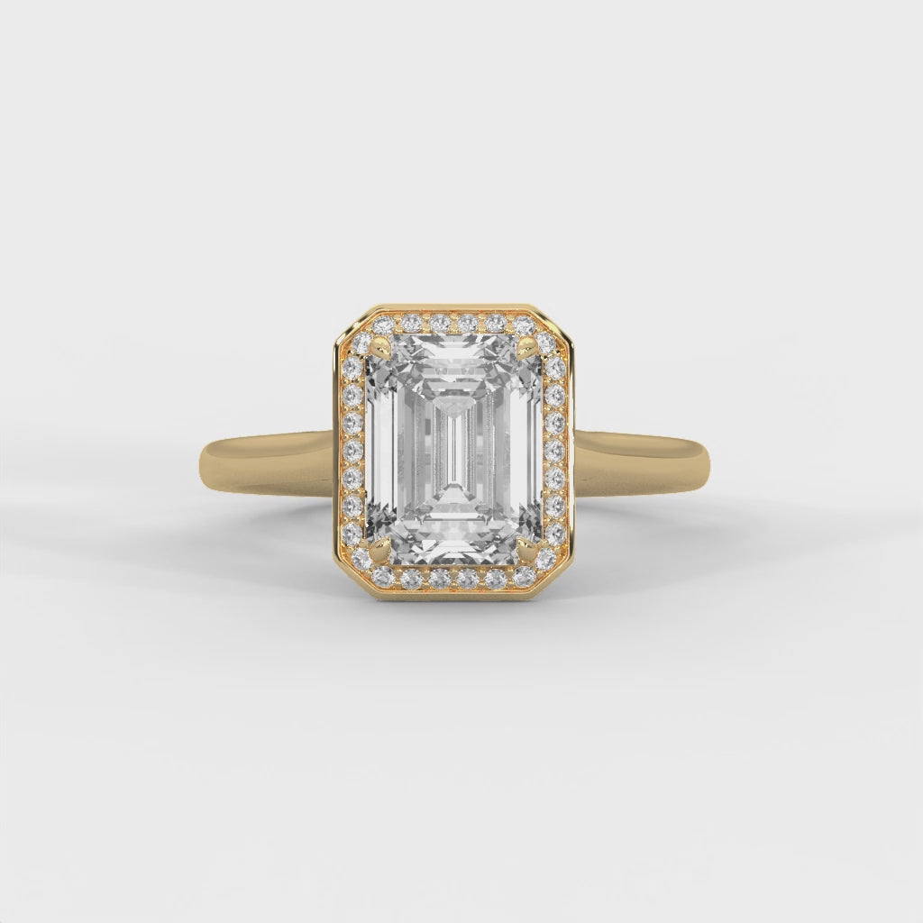 Emerald Cut Halo Engagement Ring