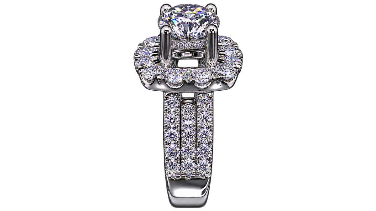Round Lab Grown Diamond Halo Multi-Row Statement Ring